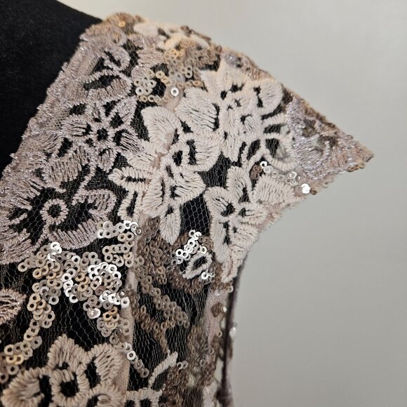 Alex Evenings Womens Rose Gold Lace & Sequin Cap Sleeve Sheath Dress Size 6 - Picture 15 of 15